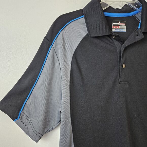 Grand Slam Performance Mens M Polo Shirt Short Sleeve Black Gray Blue Colorblock - Picture 5 of 9